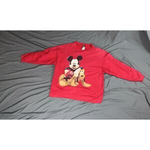 Disney Sweatshirt Vintage Mens M Large Red Mickey Pluto Mickey Unlimited 90's